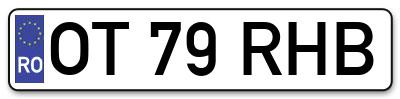 Placuta inmatriculare numar auto  OT-79-RHB, OT 79 RHB, OT79RHB