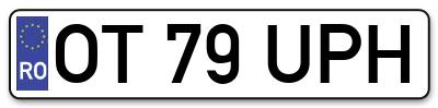 Placuta inmatriculare numar auto  OT-79-UPH, OT 79 UPH, OT79UPH
