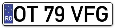 Placuta inmatriculare numar auto  OT-79-VFG, OT 79 VFG, OT79VFG