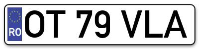 Placuta inmatriculare numar auto  OT-79-VLA, OT 79 VLA, OT79VLA