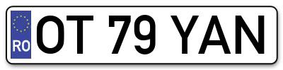 Placuta inmatriculare numar auto  OT-79-YAN, OT 79 YAN, OT79YAN