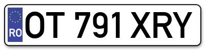 Placuta inmatriculare numar auto  OT-791-XRY, OT 791 XRY, OT791XRY