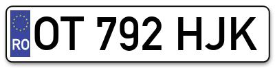 Placuta inmatriculare numar auto  OT-792-HJK, OT 792 HJK, OT792HJK