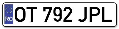 Placuta inmatriculare numar auto  OT-792-JPL, OT 792 JPL, OT792JPL