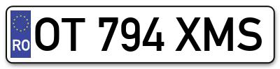 Placuta inmatriculare numar auto  OT-794-XMS, OT 794 XMS, OT794XMS
