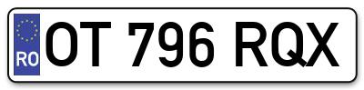 Placuta inmatriculare numar auto  OT-796-RQX, OT 796 RQX, OT796RQX