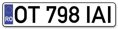 Placuta inmatriculare numar auto  OT-798-IAI, OT 798 IAI, OT798IAI