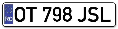 Placuta inmatriculare numar auto  OT-798-JSL, OT 798 JSL, OT798JSL