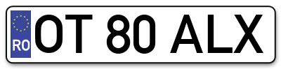 Placuta inmatriculare numar auto  OT-80-ALX, OT 80 ALX, OT80ALX