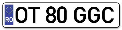 Placuta inmatriculare numar auto  OT-80-GGC, OT 80 GGC, OT80GGC