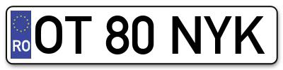 Placuta inmatriculare numar auto  OT-80-NYK, OT 80 NYK, OT80NYK