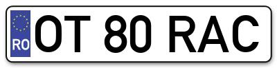 Placuta inmatriculare numar auto  OT-80-RAC, OT 80 RAC, OT80RAC