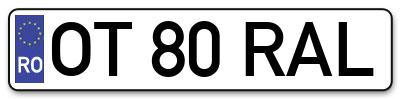 Placuta inmatriculare numar auto  OT-80-RAL, OT 80 RAL, OT80RAL