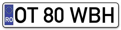 Placuta inmatriculare numar auto  OT-80-WBH, OT 80 WBH, OT80WBH