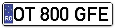Placuta inmatriculare numar auto  OT-800-GFE, OT 800 GFE, OT800GFE