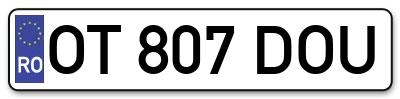Placuta inmatriculare numar auto  OT-807-DOU, OT 807 DOU, OT807DOU