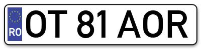 Placuta inmatriculare numar auto  OT-81-AOR, OT 81 AOR, OT81AOR