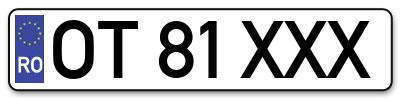 Placuta inmatriculare numar auto  OT-81-XXX, OT 81 XXX, OT81XXX