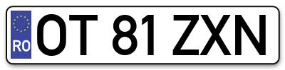 Placuta inmatriculare numar auto  OT-81-ZXN, OT 81 ZXN, OT81ZXN