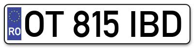 Placuta inmatriculare numar auto  OT-815-IBD, OT 815 IBD, OT815IBD