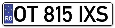 Placuta inmatriculare numar auto  OT-815-IXS, OT 815 IXS, OT815IXS