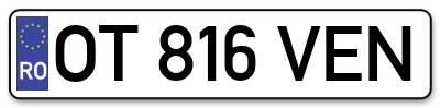 Placuta inmatriculare numar auto  OT-816-VEN, OT 816 VEN, OT816VEN
