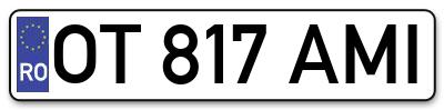 Placuta inmatriculare numar auto  OT-817-AMI, OT 817 AMI, OT817AMI