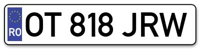 Placuta inmatriculare numar auto  OT-818-JRW, OT 818 JRW, OT818JRW