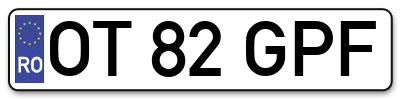 Placuta inmatriculare numar auto  OT-82-GPF, OT 82 GPF, OT82GPF