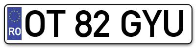 Placuta inmatriculare numar auto  OT-82-GYU, OT 82 GYU, OT82GYU