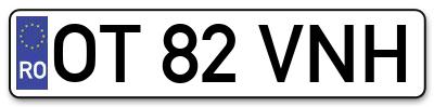 Placuta inmatriculare numar auto  OT-82-VNH, OT 82 VNH, OT82VNH