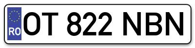 Placuta inmatriculare numar auto  OT-822-NBN, OT 822 NBN, OT822NBN