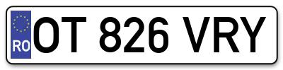 Placuta inmatriculare numar auto  OT-826-VRY, OT 826 VRY, OT826VRY