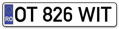 Placuta inmatriculare numar auto  OT-826-WIT, OT 826 WIT, OT826WIT