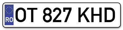 Placuta inmatriculare numar auto  OT-827-KHD, OT 827 KHD, OT827KHD
