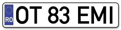 Placuta inmatriculare numar auto  OT-83-EMI, OT 83 EMI, OT83EMI