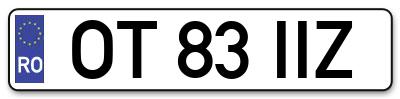 Placuta inmatriculare numar auto  OT-83-IIZ, OT 83 IIZ, OT83IIZ