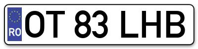 Placuta inmatriculare numar auto  OT-83-LHB, OT 83 LHB, OT83LHB