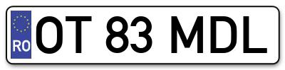 Placuta inmatriculare numar auto  OT-83-MDL, OT 83 MDL, OT83MDL