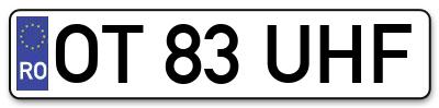 Placuta inmatriculare numar auto  OT-83-UHF, OT 83 UHF, OT83UHF