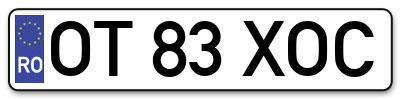 Placuta inmatriculare numar auto  OT-83-XOC, OT 83 XOC, OT83XOC