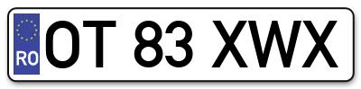 Placuta inmatriculare numar auto  OT-83-XWX, OT 83 XWX, OT83XWX
