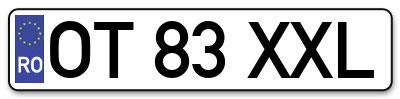 Placuta inmatriculare numar auto  OT-83-XXL, OT 83 XXL, OT83XXL