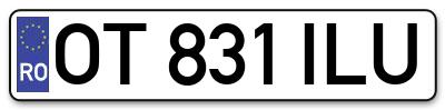 Placuta inmatriculare numar auto  OT-831-ILU, OT 831 ILU, OT831ILU