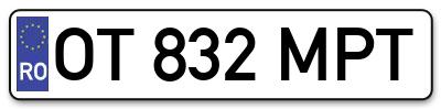 Placuta inmatriculare numar auto  OT-832-MPT, OT 832 MPT, OT832MPT