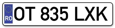 Placuta inmatriculare numar auto  OT-835-LXK, OT 835 LXK, OT835LXK