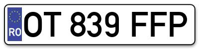Placuta inmatriculare numar auto  OT-839-FFP, OT 839 FFP, OT839FFP