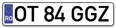 Placuta inmatriculare numar auto  OT-84-GGZ, OT 84 GGZ, OT84GGZ