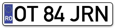 Placuta inmatriculare numar auto  OT-84-JRN, OT 84 JRN, OT84JRN