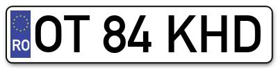 Placuta inmatriculare numar auto  OT-84-KHD, OT 84 KHD, OT84KHD